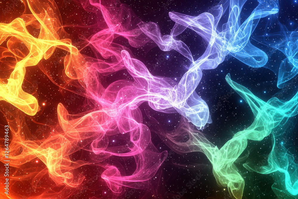 Poster colorful abstract smoke waves create a vibrant and dynamic visual experience.