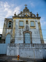 Weathered church facade in Olinda, Brazil.