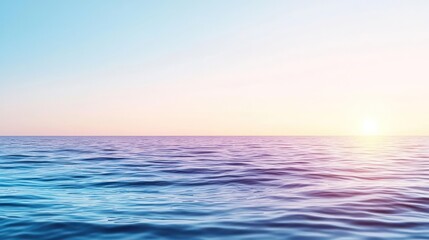 Calm Ocean At Sunset With Pink And Blue Hues