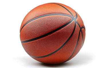 Obraz premium Close-up of an orange basketball on a white background.