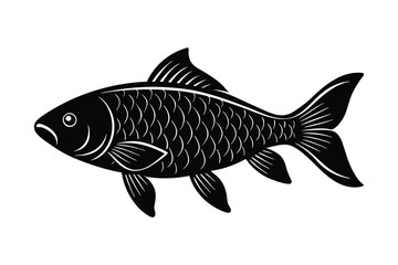Silhouette of Carp fish vector art illustration.eps