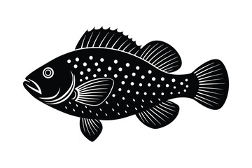 Silhouette of Crappie fish vector art illustration.eps
