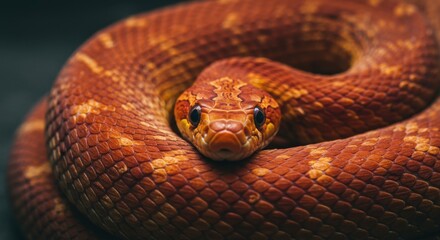 Obraz premium Close-up Portrait of a Captive Corn Snake with a Copper-Colored Body