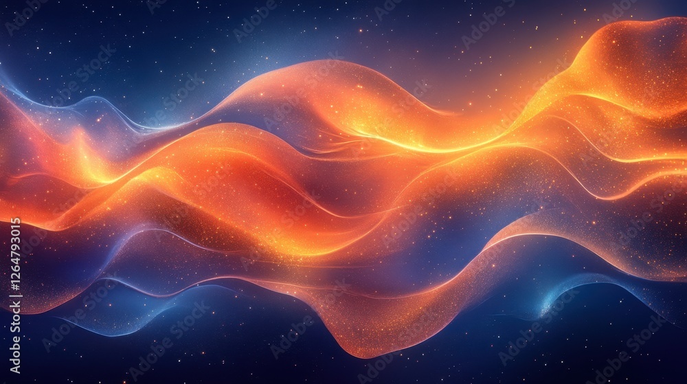 Aufkleber luminous flowing shapes. bright gradients in cinnamon and sapphire blue. undulating curves merging i