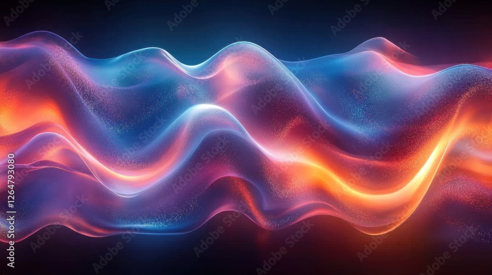 Aufkleber luminous flowing shapes. bright gradients in cinnamon and sapphire blue. undulating curves merging i