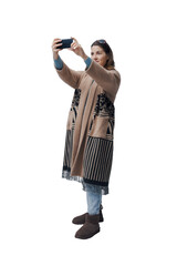 Trendy woman taking pictures with her phone