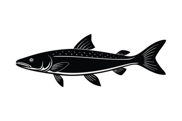 Silhouette of pike fish vector art illustration.eps