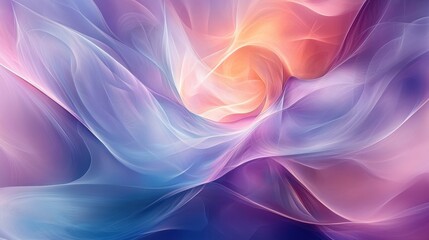 Obraz premium Luminous flowing shapes. Bright gradients in mint and deep purple. Flowing curves merging into abstract designs.