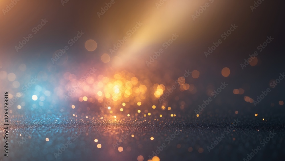 Poster abstract bokeh background with light spots in blue and orange tones suitable for various designs wit