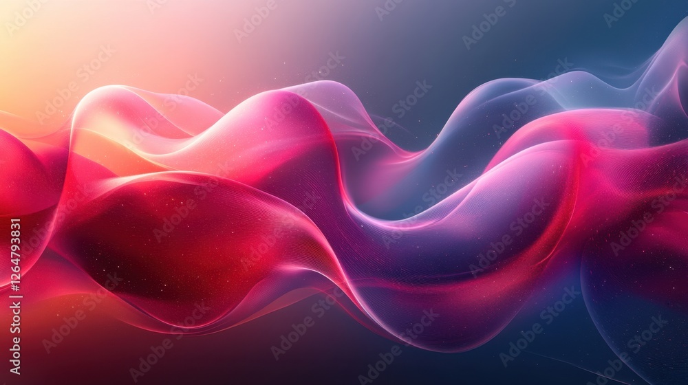 Poster luminous flowing shapes. bright gradients in fuchsia and periwinkle. soothing curves merging into ab