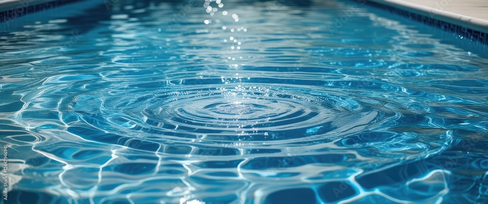 Aufkleber rippling water surface in swimming pool with reflections and light patterns copy space