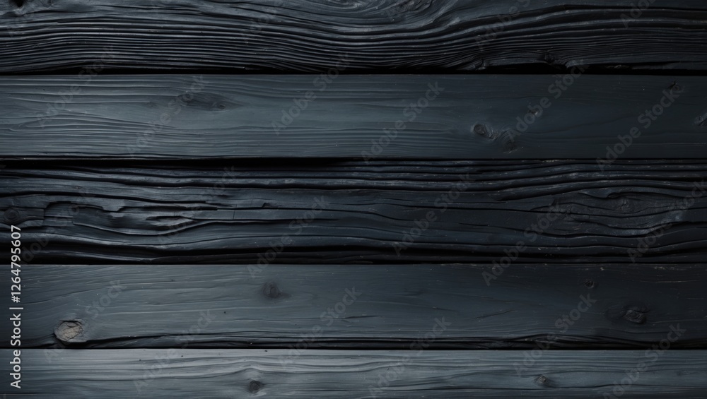 Poster black wooden texture background with horizontal planks featuring deep grooves and unique patterns co