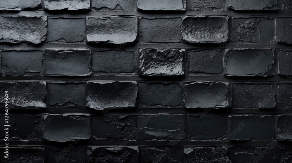 Poster black textured brick wall background with uneven surfaces ideal for design projects and copy space f