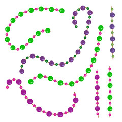 Vector set of colorful beads for Mardi Gras carnival. Colorful logo of neck jewelry for party.