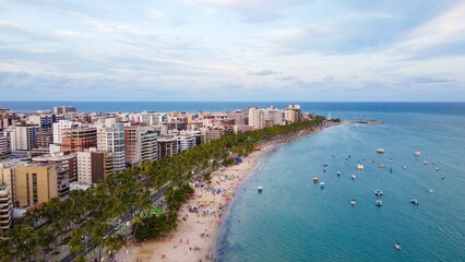 Aerial view of coastal city in Maceio, Brazil