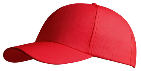 Vibrant Red Baseball Cap Isolated on Transparent Background for Design and Fashion