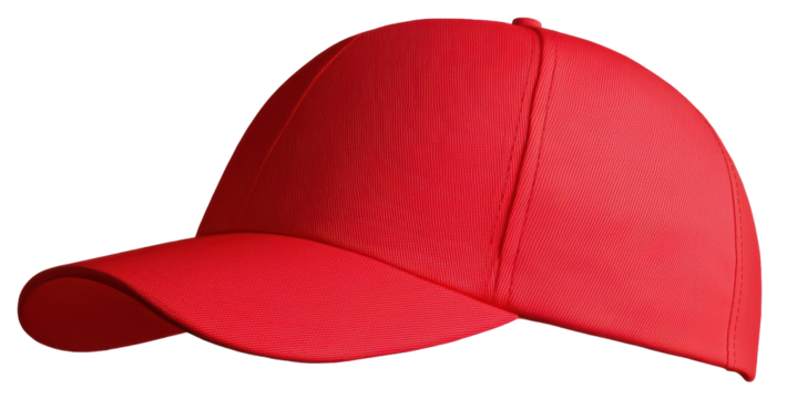 Vibrant Red Baseball Cap Isolated on Transparent Background for Design and Fashion