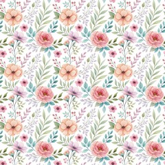 Red and pink seamless floral pattern 