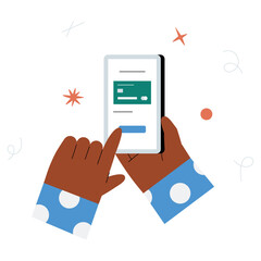 Mobile Banking App On Smartphone Screen In Flat Vector Illustration Symbolizing Online Transactions, Secure Digital Payments, And E-Wallet Services, Isolated On White Background.