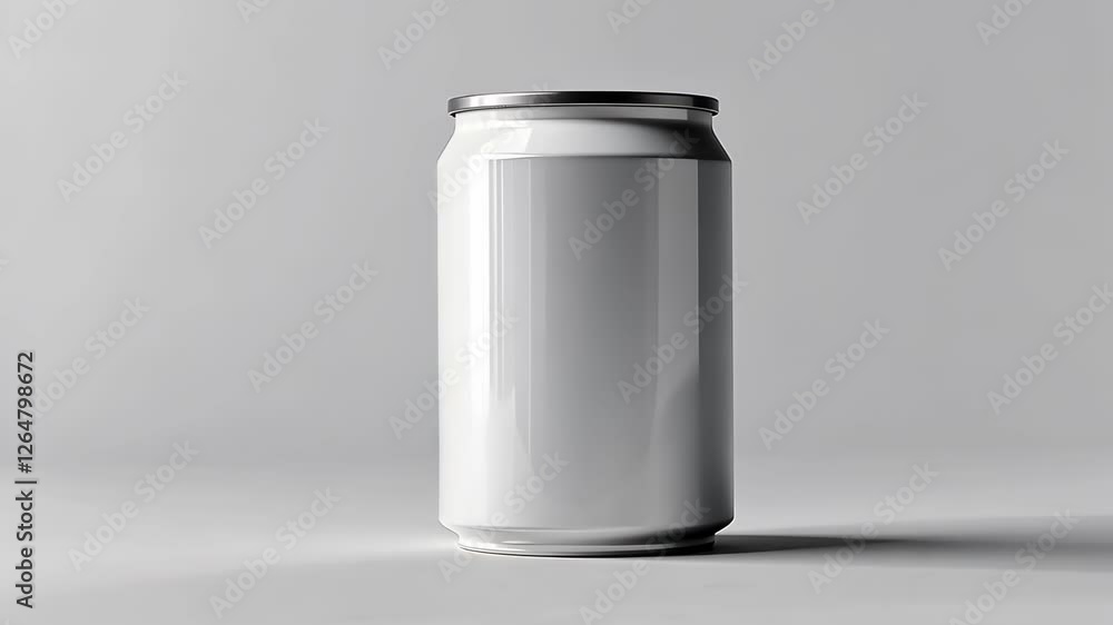 Poster blank white soup can isolated on neutral background for versatile canned food mockup and branding pr