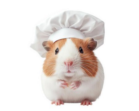 hamster wearing tiny chef hat, playfully pretending to cook, exudes charm and whimsy. This adorable scene captures essence of fun and creativity in delightful way