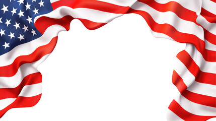 Waving American Flag Border on Transparent Background for Patriotic Designs
