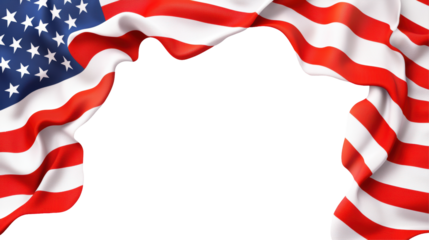 Waving American Flag Border on Transparent Background for Patriotic Designs