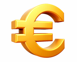 Fototapeta premium Glossy gold Euro symbol on a white background.