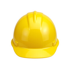 Fototapeta premium Bright yellow hard hat for construction workers Isolated on white Safety and protection concept Classic design High quality