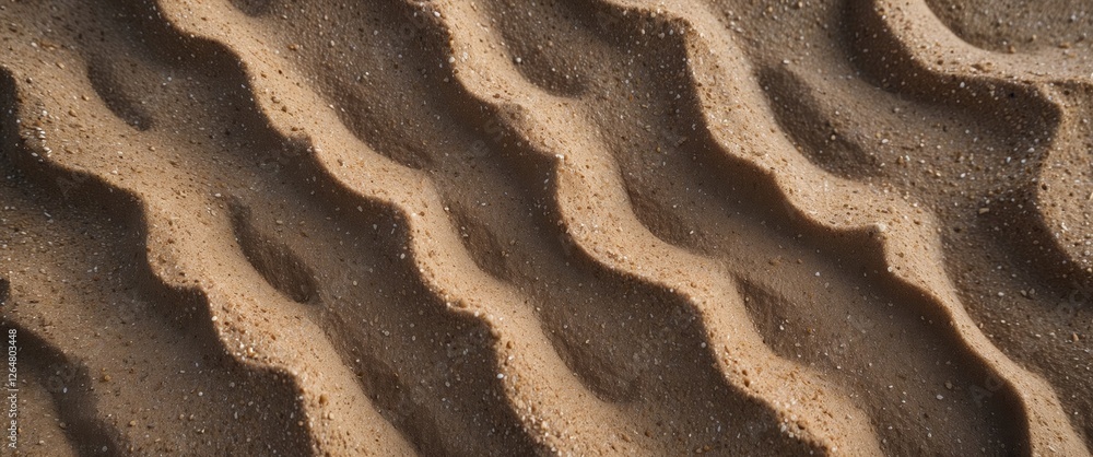 Poster sand patterns created by wind erosion showing ripples and textures on a beach surface with natural g