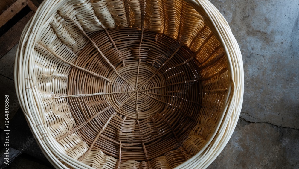 Poster close-up view of a handmade woven basket showcasing intricate craftsmanship and natural materials wi