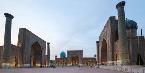 View of the Registan and its three madrasahs in Samarkand