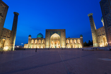 View of the Registan and its three madrasahs in Samarkand