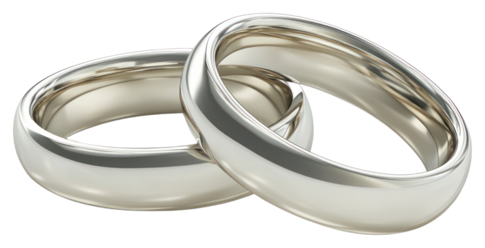 PNG Elegant silver wedding rings