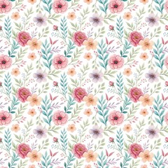 Red and pink seamless floral pattern 