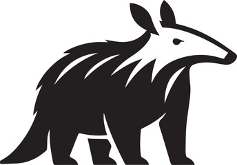 A simple Aardvark silhouettes vector style with whiterint