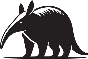 A simple Aardvark silhouettes vector style with whiterint