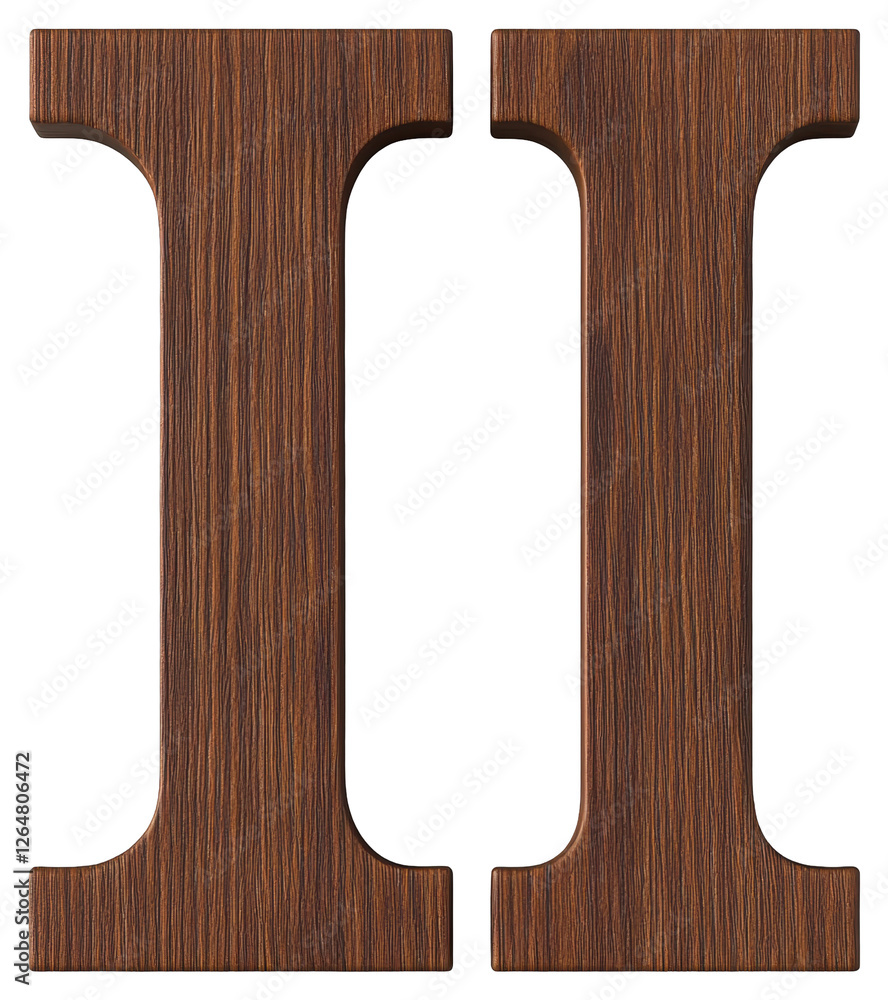 Poster wooden number two with grain texture isolated on transparent background