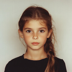 Portrait or passport photo of a young girl