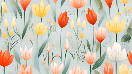 A colorful floral pattern with a blue background