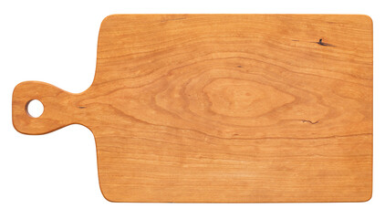 Handmade cherry wood chopping board. wooden cutting board. Empty cherry wood chopping board. cutting board isolated on white background
