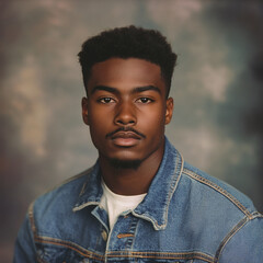 1990s-style yearbook photo of a young black man