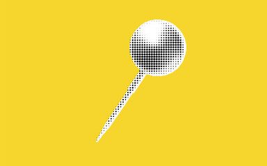 Minimalist Dotted Pin Icon on Yellow Background