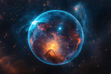 Fototapeta premium Spectacular cosmic nebula captured in vibrant colors showcases the beauty of outer space