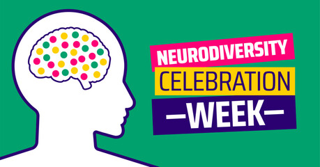 Neurodiversity Celebration Week background banner or poster design template. observed every year in March. Holiday concept. Use to any Template, card, poster, placard, template.
