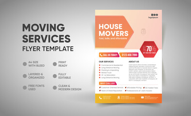 Moving Services Flyer Template, House Shifting Flyer, Delivery Services Leaflet, Office Shifting poster template, Moving company flyer for print, House relocation, moving company flyer