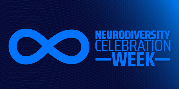 Neurodiversity Celebration Week blue color technology concept background banner or poster design template. observed every year in March. Holiday concept. Use to any Template, card, poster, placard.
