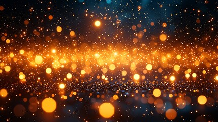 Fototapeta premium Golden glitter bokeh lights background, festive sparkle