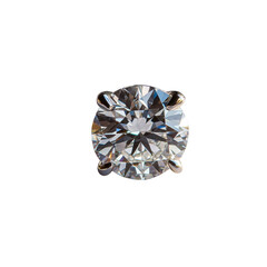 Brilliant round diamond with sparkling facets, set in four prong setting, showcasing its clarity and brilliance. Perfect for jewelry enthusiasts and collectors