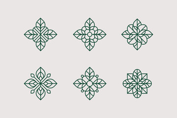 Four-leaf flower geometric emblem. Modern abstract linear shape for emblem, badge, insignia.